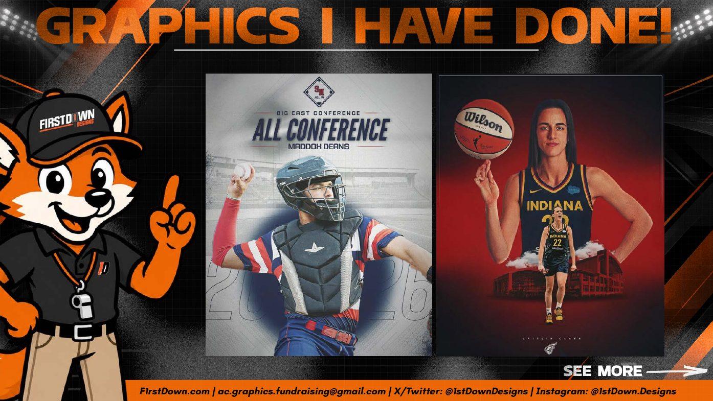Basketball and football athlete feature graphic design examples