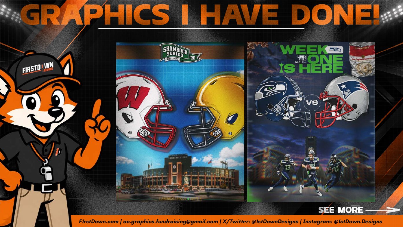 Football matchup and stadium graphic design examples